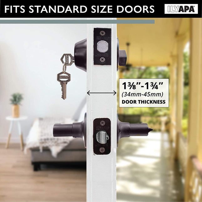 Entry Door Handle and Deadbolt Lock Set, 3 Pack - Oil Rubbed Bronze Lever