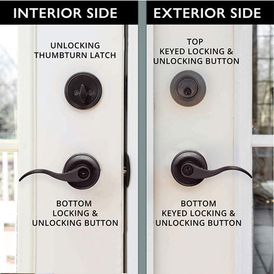 Entry Door Handle and Deadbolt Lock Set, 3 Pack - Oil Rubbed Bronze Lever