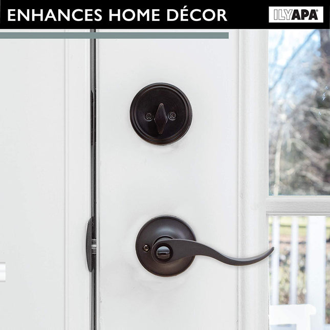 Entry Door Handle and Deadbolt Lock Set, 3 Pack - Oil Rubbed Bronze Lever