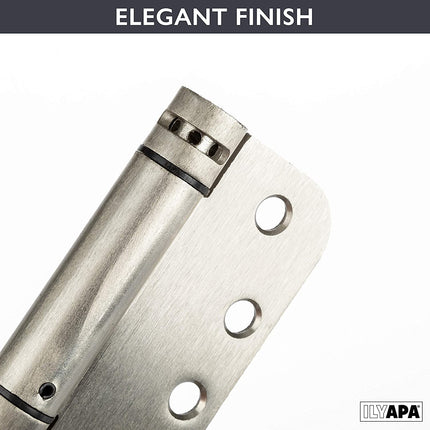 Self Closing Door Hinges, 2 Pack, Satin Nickel - 4x4 Inch Interior Spring Hinges for Doors
