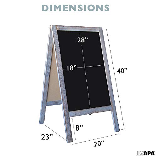 Wooden A-Frame Sign with Eraser & Chalk - 40 x 20 Inches Magnetic Sidewalk Chalkboard - Sturdy Freestanding Black Sandwich Board Menu Display for Restaurant, Business or Wedding