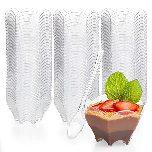 Plastic Dessert Shot Glasses with Spoons - CMJJ Gourmet Inc.