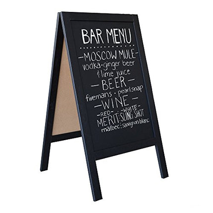 Wooden A-Frame Sign with Eraser & Chalk - 40 x 20 Inches Magnetic Sidewalk Chalkboard - Sturdy Freestanding Black Sandwich Board Menu Display for Restaurant, Business or Wedding