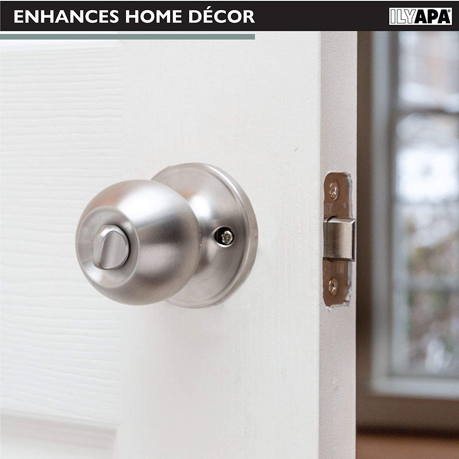 Gobrico Privacy Door Knobs with Lock Inside Satin Nickel Bath/Bed Gobrico Privacy Door Knobs with Lock Inside Satin Nickel Bath/Bed