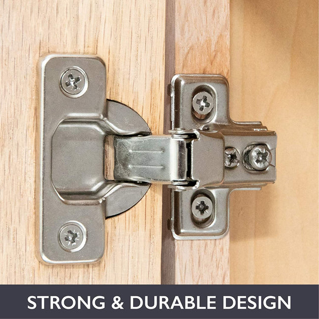 Self Closing Cabinet Hinges Satin Nickel, 50 Pack - 1/2 Inch Euro Face Frame Concealed Kitchen Cabinet Door Hinge Hardware