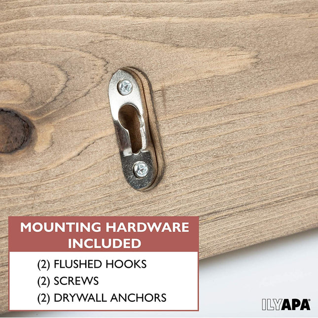 Wall Mounted Coat Rack - Rustic Wooden 4 Hook Coat Hanger Rail, Distressed Wood, Antique Brass Hooks