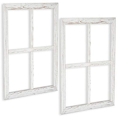 Window Frame Wall Decor 2 Pack - 18x22" Rustic White Wood