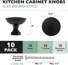 Ilyapa Flat Black Kitchen Cabinet Knobs - Round Drawer Handles - 10 Pack of Kitchen Cabinet Hardware