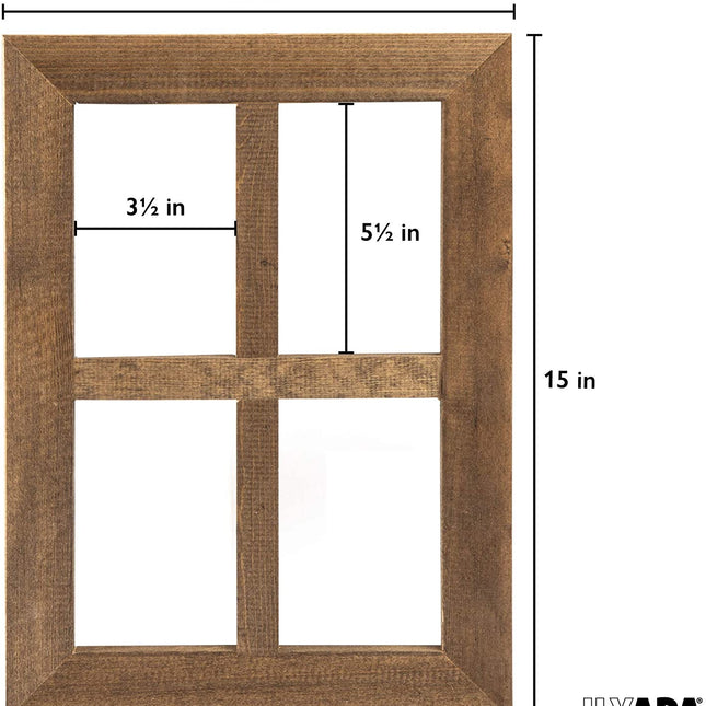 Ilyapa Window Frame Wall Decor 2 Pack - 11x15" Rustic Wood