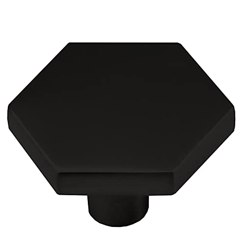 Ilyapa Flat Black Kitchen Cabinet Knobs - Hexagon Drawer Handles - 10 Pack of Kitchen Cabinet Hardware