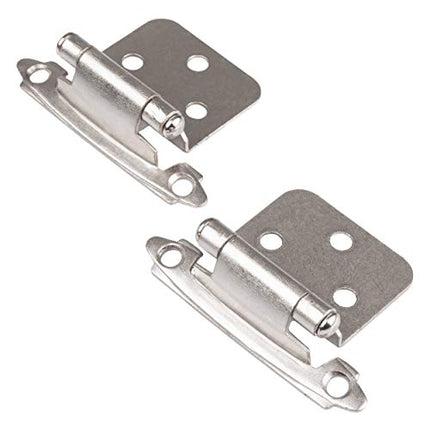 Self Closing Cabinet Hinges Satin Nickel, 50 Pack - Variable Overlay Flush Kitchen Cabinet Door Hinge Hardware
