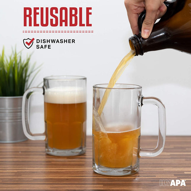 Glass Growlers for Beer, 2 Pack - 64 oz Growler Set with Lids - Great for Home Brewing, Kombucha & More