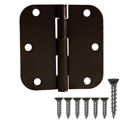18 Pack of Door Hinges Oil Rubbed Bronze - 3.5 x 3.5 Inch Interior Hinges for Doors with 5/8 Inch Radius Corners