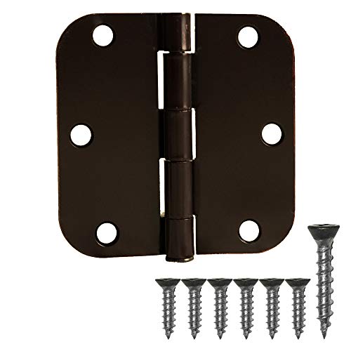 18 Pack of Door Hinges Oil Rubbed Bronze - 3.5 x 3.5 Inch Interior Hinges for Doors with 5/8 Inch Radius Corners
