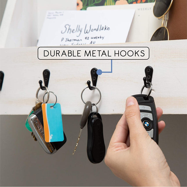 Ilyapa Rustic White Wooden Key and Mail Holder - Wall Mounted