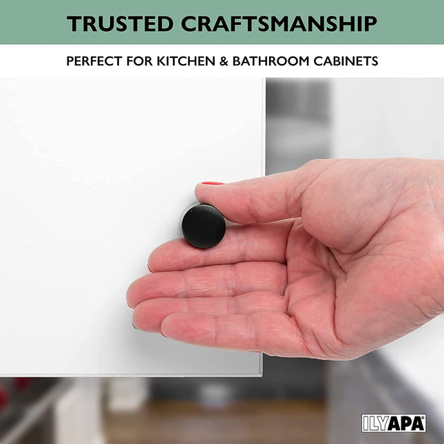 Ilyapa Flat Black Kitchen Cabinet Knobs - Minimalist Cylindrical Whistle Knob Handles - 10 Pack of Kitchen Cabinet Hardware