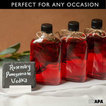 Ilyapa Ilyapa 375 ml Glass Flask Bottle - 6 Pack Liquor Pocket Flask with Plastic Top, Sauce, Oil, Syrup Bottle