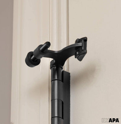 12 Pack Hinge Pin Black Door Stops -Heavy Duty Adjustable Door Stopper 2-1/2" x 1-3/4",with Black Rubber Bumper Tips