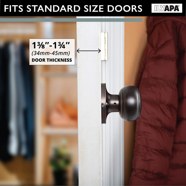 Decorative Non-Turning Dummy Door Knob Handles - Improved Oil Rubbed Bronze Finish - (6 Pack)