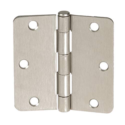 18 Pack of Door Hinges Satin Nickel - 3 1/2 x 3 1/2 Inch Interior Hinges for Doors with 1/4" Radius Corners