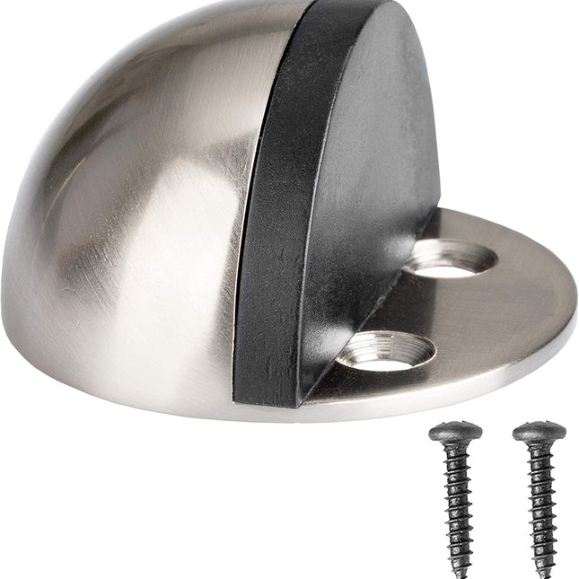Ilyapa Half Dome Floor Mounted Door Stop with Rubber Bumper -Satin Nickel 2 Pack