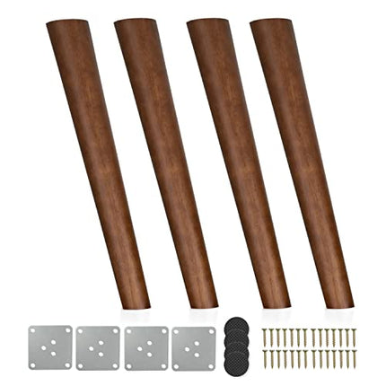 Ilyapa Wooden Tapered Oblique Furniture Leg - Set of 4 Brown 8 Inch Mid Century Modern Tapered Replacement Furniture Feet for Chairs, Coffee Tables, Cabinets