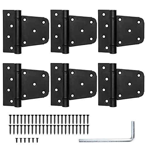 Heavy Duty Shed Door Hinges, 6 Pack- Black Square for Gate, Barn or Storage Shed