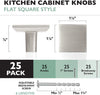 Ilyapa Satin Nickel Kitchen Cabinet Knobs - Square Drawer Handles - 25 Pack of Kitchen Cabinet Hardware
