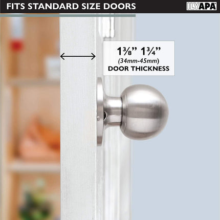 Ilyapa Half Dummy Door Knob - Ball, Satin Nickle 3 Pack