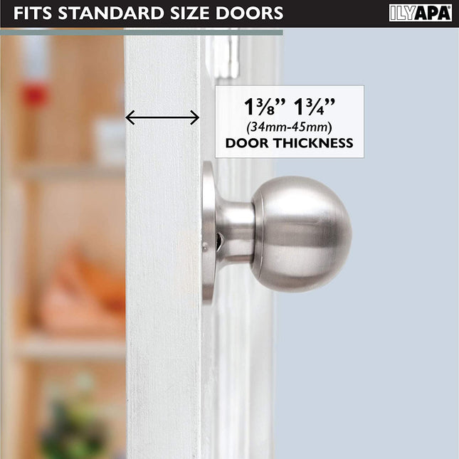 Ilyapa Half Dummy Door Knob - Ball, Satin Nickle 3 Pack