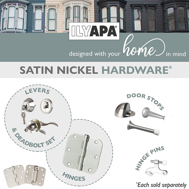 Entry Door Handle and Deadbolt Lock Set, 3 Pack - Satin Nickel Lever