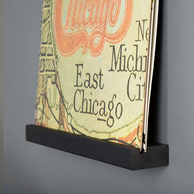 Ilyapa Record Display Wall Mounted Shelf, 10 Pack - Black Wooden Record Holder with Mounting Hardware