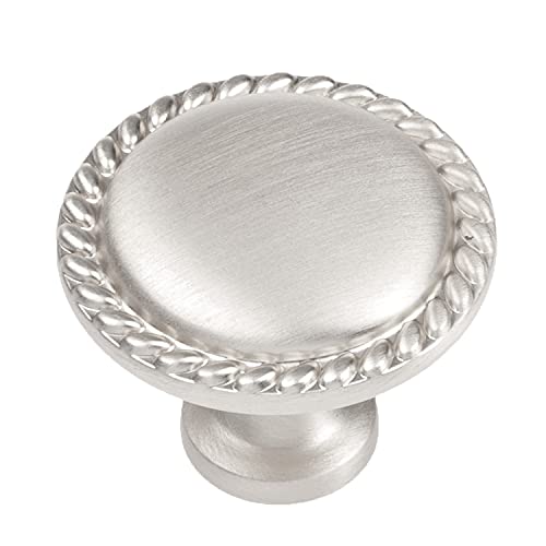 Ilyapa Satin Nickel Kitchen Cabinet Knobs - Round Braided Drawer Handles - 25 Pack of Kitchen Cabinet Hardware