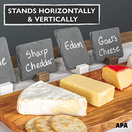 Mini Chalkboard Signs for Tables, 8 Pack - Rustic 5x6 Inch Small Slate Tabletop Chalk Boards with Wood Stands Set