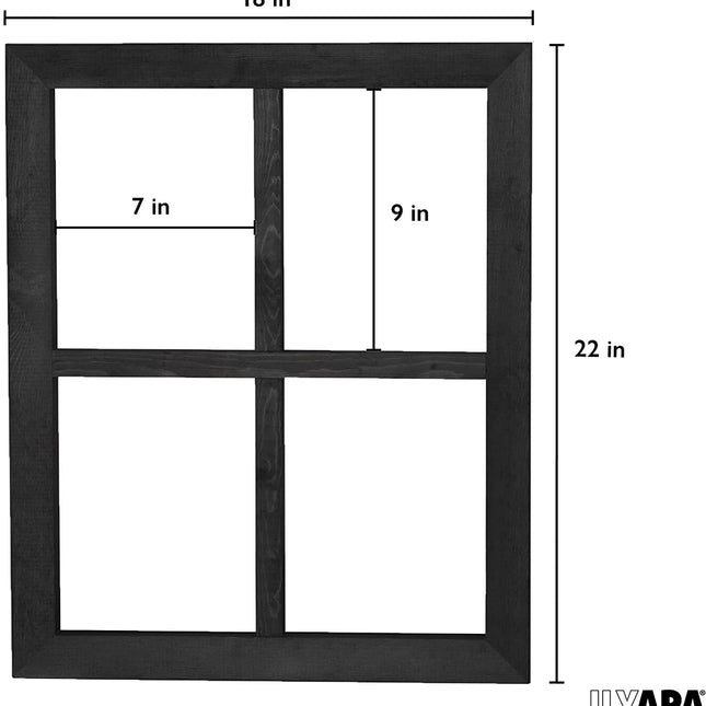 Ilyapa Window Frame Wall Decor 2 Pack - 18x22" Rustic Black Wood
