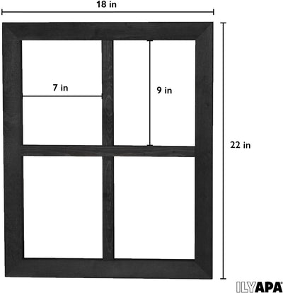 Ilyapa Window Frame Wall Decor 2 Pack - 18x22" Rustic Black Wood