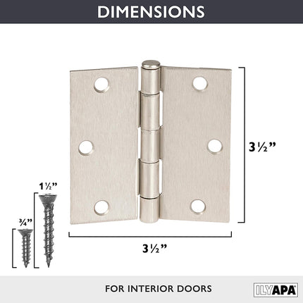 18 Pack of Door Hinges Satin Nickel - 3 ¬¨Œ© x 3 ¬¨Œ© Inch Square Interior Hinges for Doors