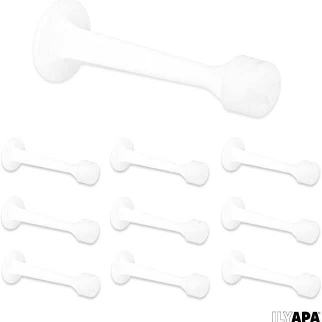 10 Pack of Door Stops White - 3 1/4 Inch Heavy Duty Door Stop with Rubber Bumper