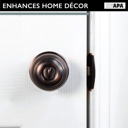 Interior Privacy Door knob - Keyless Locking Door Handles for Bedroom and Bathroom - Improved Oil Rubbed Bronze Finish - (6 Pack)