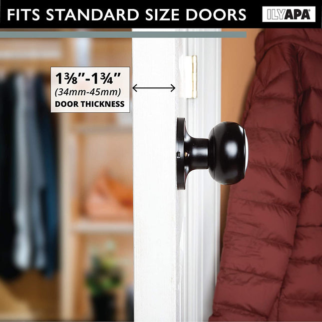 Decorative Non-Turning Dummy Door Knob Handle - Matte Black Finish