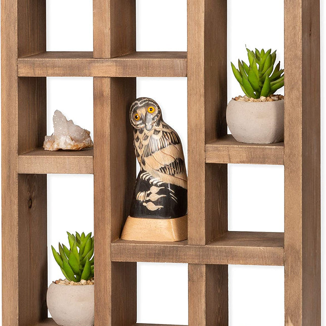 Ilyapa Knick Knack Shelf, Barnwood - Wall Mount or Freestanding Organizer Stand for Oils, Coffee Mugs, Crystals, Rocks, Curios & More