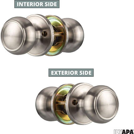 Interior Passage Door Knob - Keyless Hall and Closet Lockset - Satin Nickel Finish