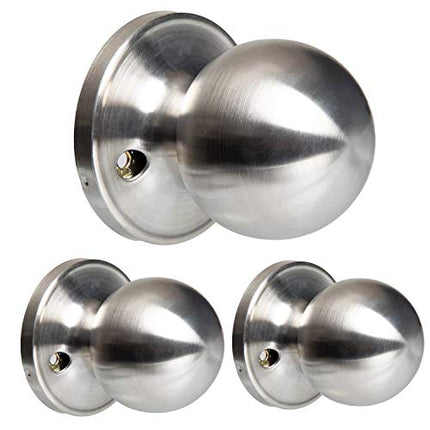 Ilyapa Half Dummy Door Knob - Ball, Satin Nickle 3 Pack