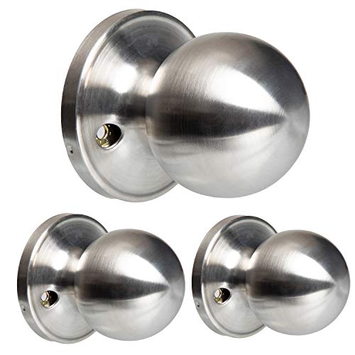 Ilyapa Half Dummy Door Knob - Ball, Satin Nickle 3 Pack
