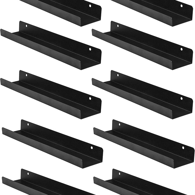 Ilyapa Record Display Wall Mounted Shelf, 10 Pack - Black Metal Record Holder with Mounting Hardware