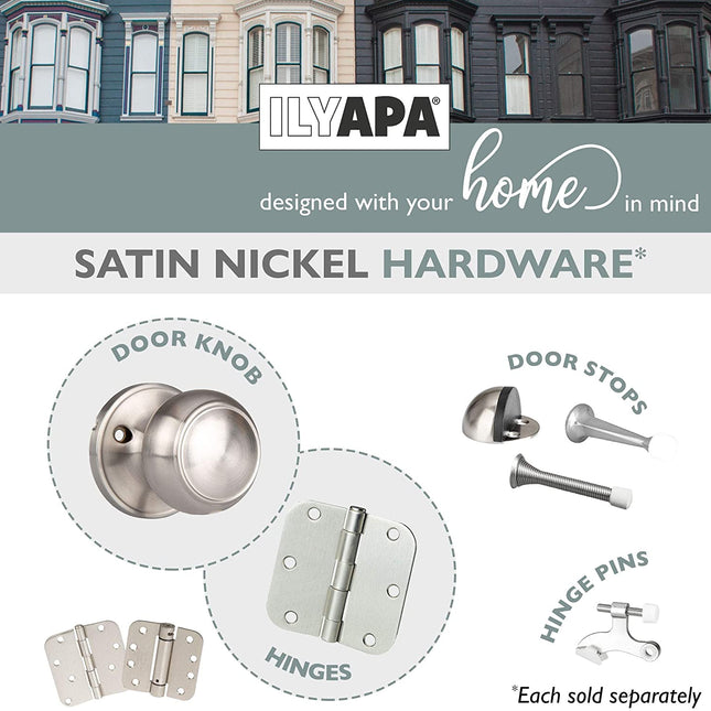 Decorative Non-Turning Dummy Door Knob Handle - Satin Nickel Finish