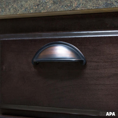 Oil Rubbed Bronze Kitchen Cabinet Pulls - 3 Inch Hole Center Bin Cup Drawer Handles - 5 Pack of Kitchen Cabinet Hardware