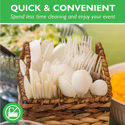 500 Compostable Knives - Heavyweight Biodegradable Knife Set - Bulk Disposable Cutlery for Party or Wedding