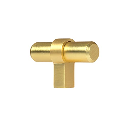 Ilyapa Brushed Gold Kitchen Cabinet Knobs, 25 Pack - Contemporary T-Knob Drawer Pull Handle Hardware