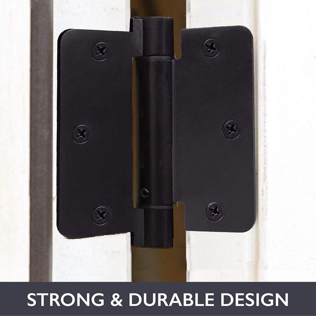 2 Pack of Self Closing Door Hinges Oil Rubbed Bronze - 3 ¬¨Œ© x 3 ¬¨Œ© Inch Interior Hinges for Doors with 1/4" Radius